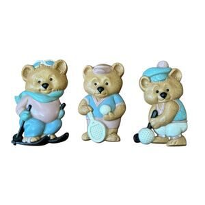 Teddy Bears Playing Sports Wall Hangings Skiing Tennis Golf Home Interiors Kids